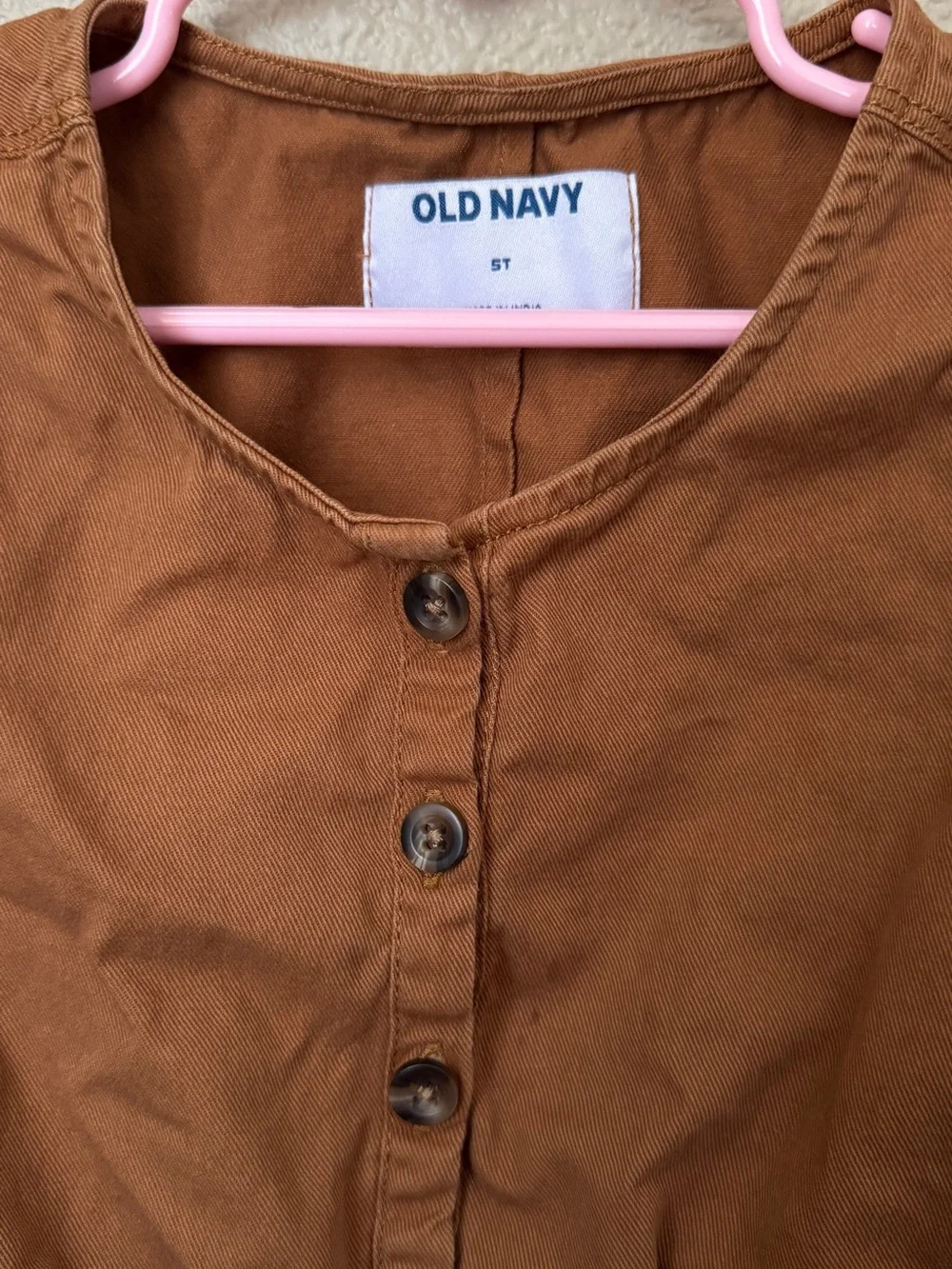 Old Navy Brown Short-Sleeve Kids Jumpsuit with Belt Tie